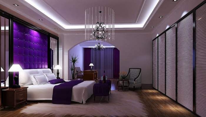 Bedroom purple ideas wall color deep gold paint room contrast lovely colors bedrooms walls decor glam gray touches dark wheat