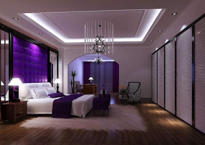 Bedroom purple ideas wall color deep gold paint room contrast lovely colors bedrooms walls decor glam gray touches dark wheat