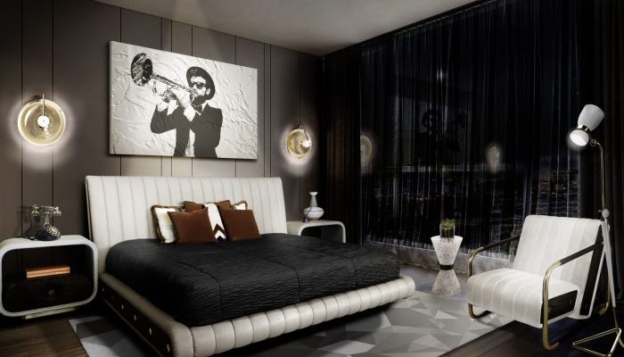 Black interior design bedroom