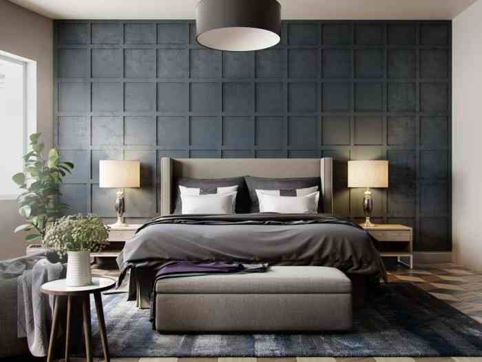 Bedroom design with wall paper